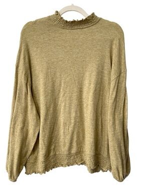 A New Day: XXL Light Olive Green Ruffled Neck Women's Top